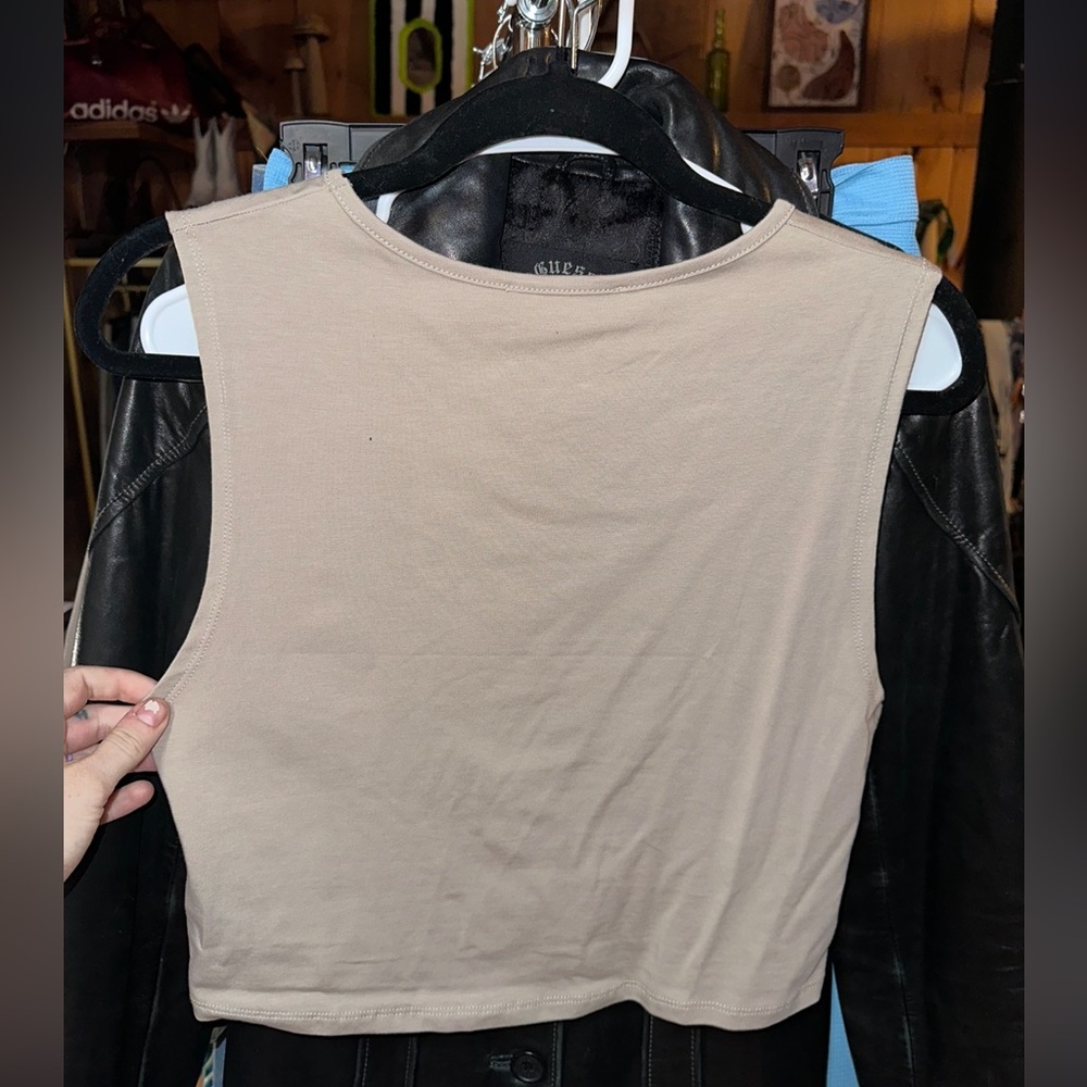 NWOT Jaded London Beige Slash Distressed Cotton Tank Top - Picture 5 of 9